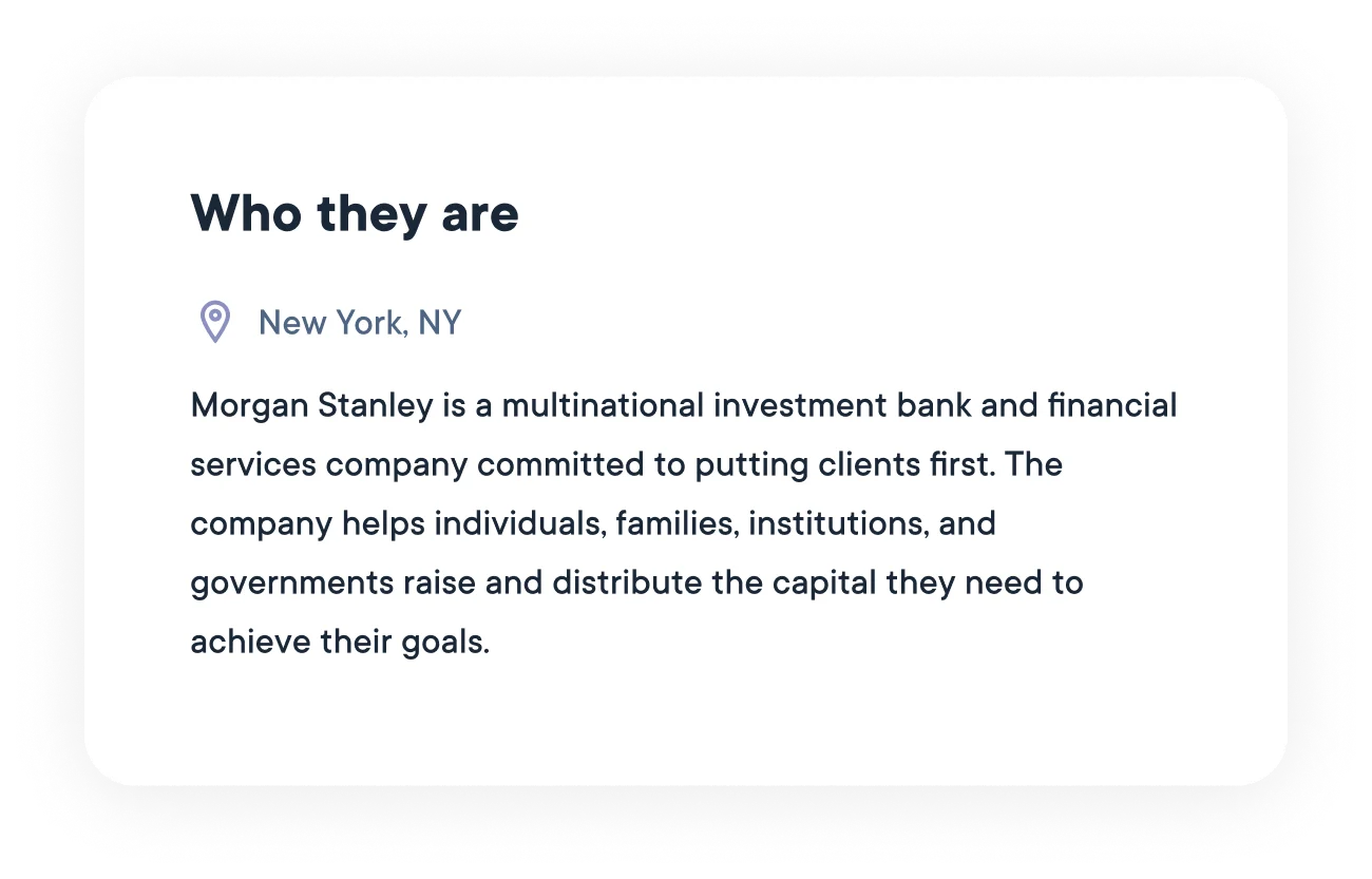 Morgan Stanley is a multinational investment bank and financial services company committed to putting clients first. The company helps individuals, families, institutions, and governments raise and distribute the capital they need to achieve their goals.